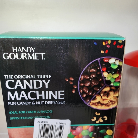 Candy Dispenser Handy Gourmet Red New In Box 3 Sections 360° Rotation - Picture 8 of 13